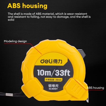 Deli 10m/33ftx25mmDL9010Y Measuring Tape Steel Tape Measure DL9010Y