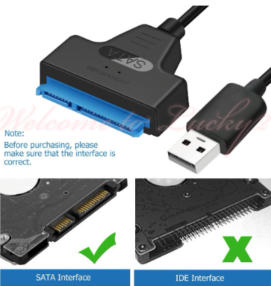 Lucky2 USB 2.0 to SATA 22 Pin 2.5 Inch Hard Disk Drive SSD Adapter Connector Cable Lead 30cm