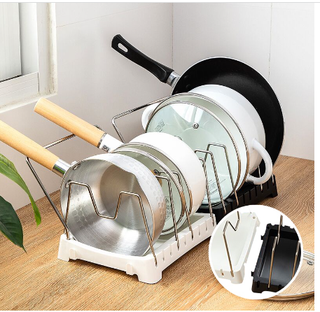 Stainless Steel Pot Rack Kitchen Cover Pot Storage Rack