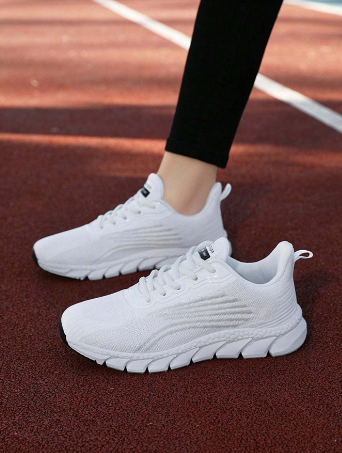 1 Pair White Autumn/Winter Sports Shoes For Women, Outdoor Running Sneakers, Anti-Slip, Breathable, Lightweight, Casual Travel Shoes