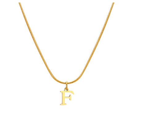 Vnox Gold 26 Capital Letter Necklace for Women,Stainless Steel Initial Pendant Necklaces F