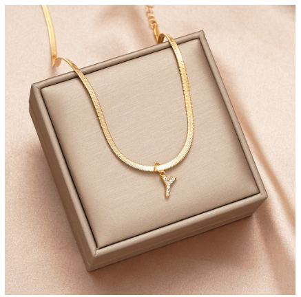 Luxury 18K Gold A-Z Initial Letter Necklace for Women Stainless Steel Snake Zircon Pendant Choker Accessories Jewelry Y