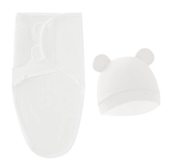 Cotton Newborn Sleeping Bag Baby Swaddle Blanket Pack Hat Adjustable Baby Set Newborn Sleeping Bag Plain Blanket D22