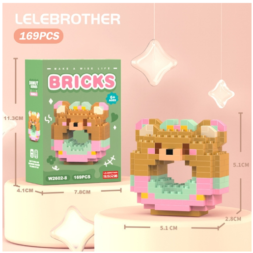 Lboyu Cute Cartoon Donut Building Block Ornaments Compatible with Lego Children's Toys M8