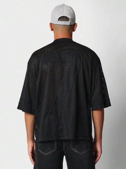 SUMWON Mesh Hockey Tee With Number Graphic Print