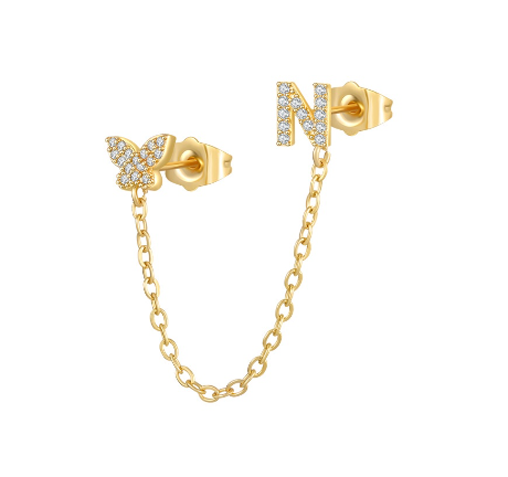 Minimalist Style Fashion Tassel Butterfly Letter Combination Earrings 26 English Letter Earrings Earrings Earrings N