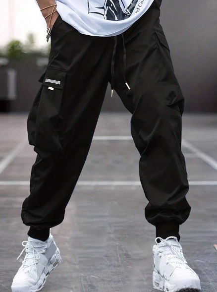 Plus Size Men's Fashionable Casual Drawstring Cargo Pants