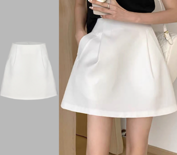 Lovito Women Casual Plain Pleated Skirts L68ED314 White