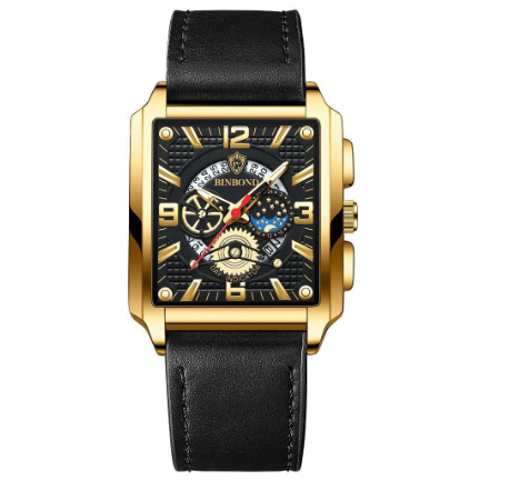 Original Luxury Square Fashion Retro Calendar Waterproof Luminous Sports Stainless Steel Watch 01