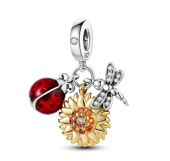 Turtle 925 Silver Pandora Dangle Charm Three In One Pendant Decoration For Bracelet Dream Catcher Beads S19