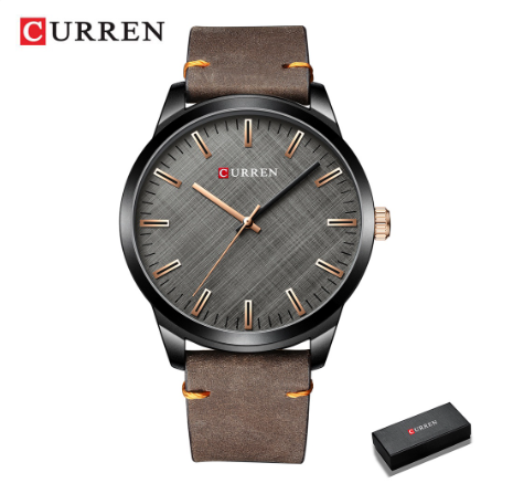 Curren Men's Watches Fashion Business Quartz Leather Classic Casual Waterproof 8386 BROWN BLACK