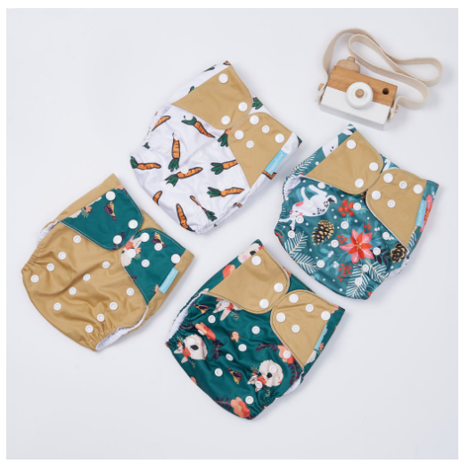 Happyflute Baby Reborn 4pcs set Washable Eco-friendly Baby Cloth Diaper Ecological Adjustable Nappy Reusable Diaper Fit 0-2year Set4