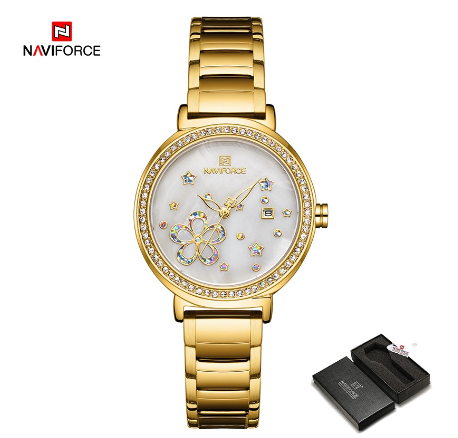 Naviforce NF5016 Women Luxury Brand Gold Casual Dress Ladies Quartz Waterproof Girls Watches GOLD