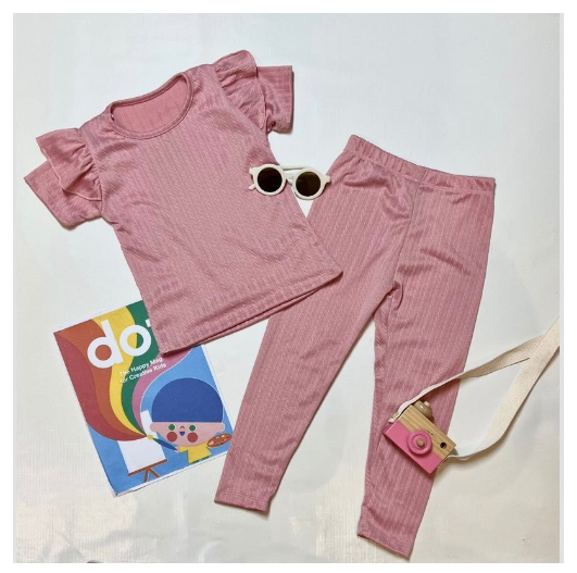 Gwen Kids Ruffle Sleeve Tee and Leggings Terno for Girls D6