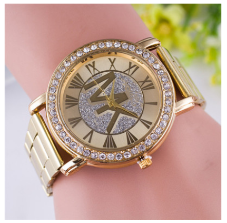 Men's steel band diamond watch fashion simple fashion quartz watch business versatile lovers Watch 001