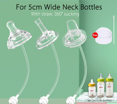 Nipple with straw For Pigeon & 5cm wide neck Feeding Bottle Duck-billed Drinking spout teats (Bottle not included)