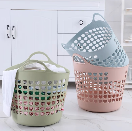 LARGE LAUNDRY BASKET CLOTH ORGANIZER WITH HANDLE HEAR DESIGN FLEXIBLE BASKET