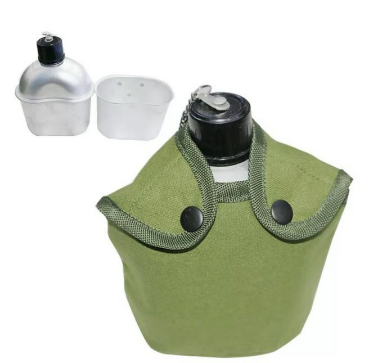 Outdoor Sport Military Aluminum Water Canteen 1.2L Bottle Kettle with Army Green Cloth Cover