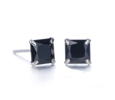 Italy 92.5 Korean Jewelry Accessory Earrings Black Square Stone