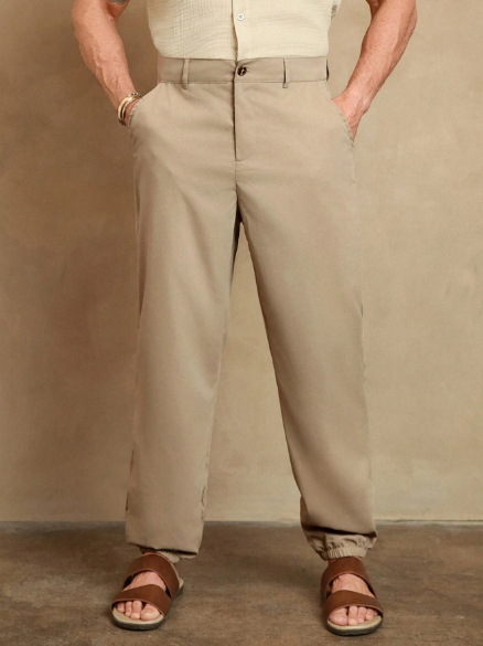 Manfinity Homme Men Solid Color Straight-Leg Casual Pants With Pockets