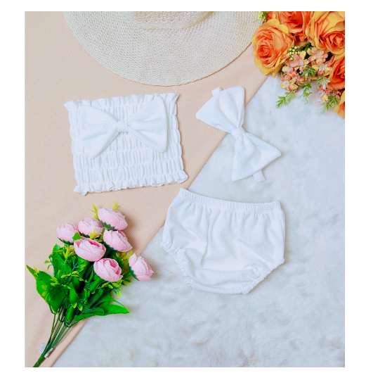 Stacey Smocking Terno For Baby Girl With Turban for 1-24months c12