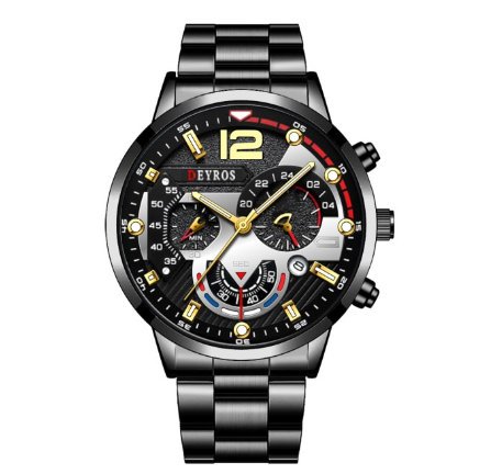 DEYROS Men's Waterproof Quartz Business Wacthes Black Stainless Steel Analog Original Wristwatch Men Watch Relo Ng Kalalakihan 11