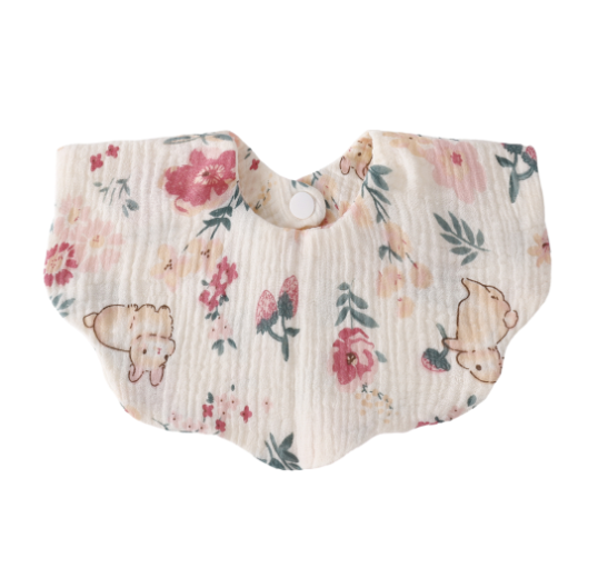 Baby Printed Towel Cotton Gauze Wavy Edge Muslin Bib BB10