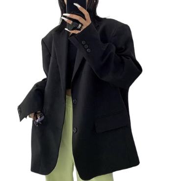 Lovito Women Button Blazer LNA37125 (Black)