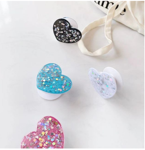 Glitter Series Heart Phone Holder Ring Stent