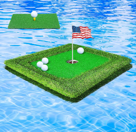 Floating Golf Green for Pool Floating Chipping Green, Float Golf Putting Mat Golf Games Training Golf Turf Mat Set for Pool Summer Party Backyard, Golf Gift for Golfers Adult Outdoor Indoor Use