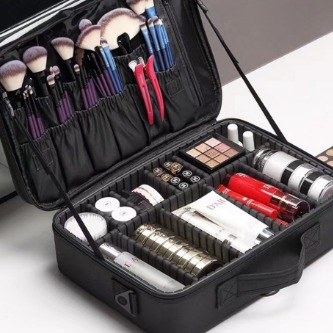 Cosmetic Make Up Storage Bag/Travel Makeup Case Portable Makeup Brush Bag 3 Layered Make Up Storage