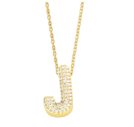 Fashion Clear Crystal A-Z Initial Necklace for Women Copper Gold Plated 26 Letters Pendant Name Jewelry Gifts J