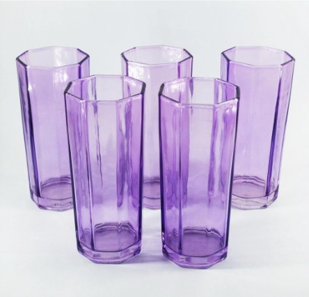 6pcs/set Drinkware Tumbler Polygon Shape Violet Color