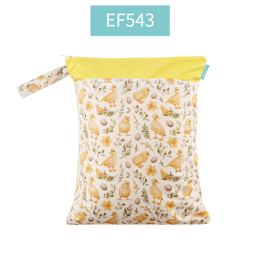 Happy Flute 1PC Reusable Waterproof Fashion Prints Wet And Dry Diaper Bag Double Pocket Cloth Handle Wetbags 30x40CM S1