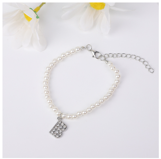 26 Letters Alphabet Initials Pearl Beaded Bracelet Bangle Women Jewelry Gift New