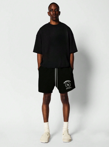 SUMWON Drop Crotch Short With Stars & Letter Graphic Print