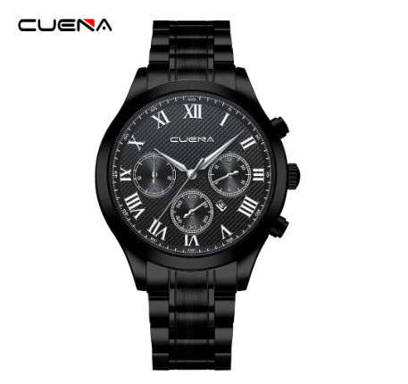 Original CUENA Men's Watches Fashion Vintage Creative Dial Casual Business Sport Gold Stainless Steel Water Resistant Quartz Analog 6059 02
