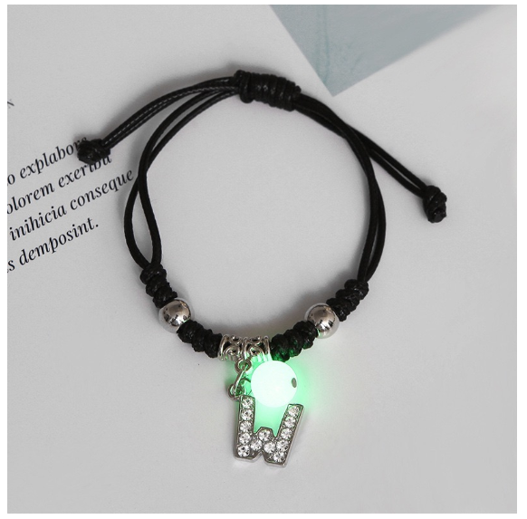 26 Letters Glow in the Dark Alphabet Initials Beaded Luminous Bracelet Women Men Birthday Gifts W