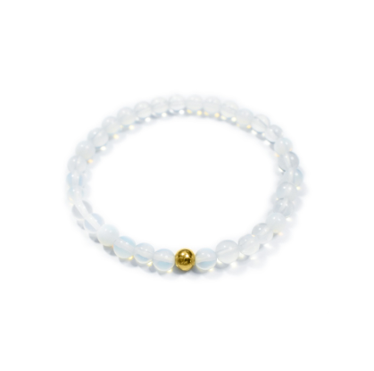 Moonstone Bracelet with 18K Gold Plated Bead