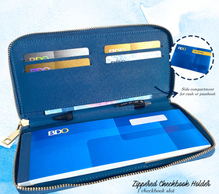 Personalized Checkbook Holder Wallet (4 Card Slots & Pen Loop) Leather Cheque BDO BPI Landbank China