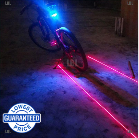 2 Laser +5 LED Rear Cycling Bicycle Bike Tail Safety Warning Flashing Lamp Light