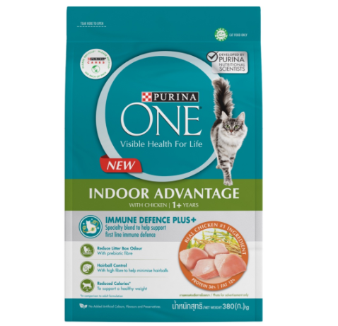 Purina One  Indoor Advantage with Chicken Dry Cat Food  380g