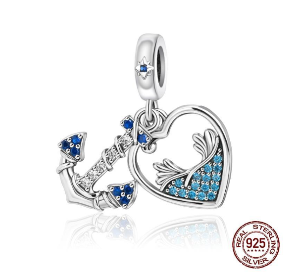 Authentic 925 Sterling Silver Blue Crystal Enamel Heart Charm Fit Women Bracelet Friend Surprise Birthday Jewelry Beads Gift 0022
