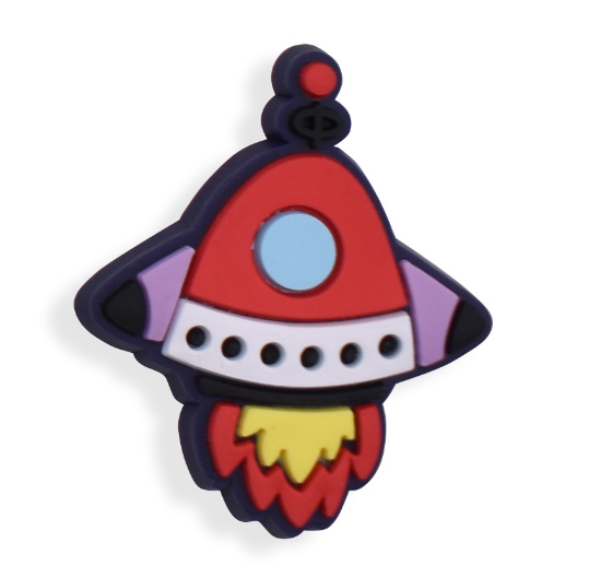 Cartoon Space Rocket Croc Design Jibitz Astronaut Rainbow Jibits Crocks Charm Pins for Men Shoe Accessories Decorations 11