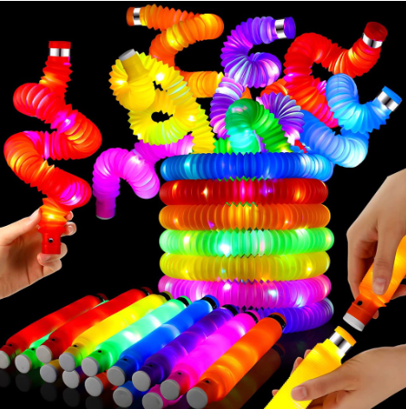 LED Light Pop Tubes Party Favors Large Glow Sticks in Dark Party Puzzle Decompression Tube Toys