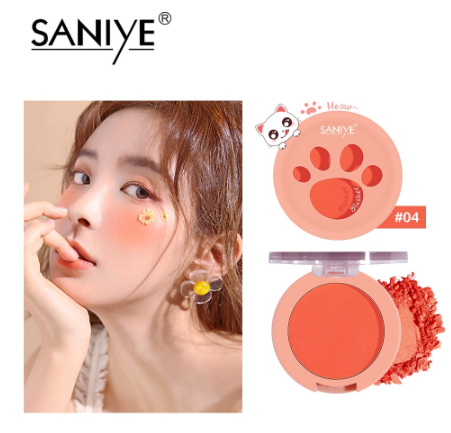 SANIYE 6 Color Blush Palette Cat Paw Blush Powder Face Makeup E0160