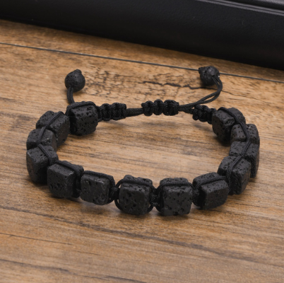Lava Stone Bracelets Energy Power Natural Stone Wristband Square Beads Bracelet