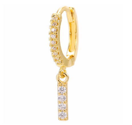 Letter Hoop Earrings Alphabet Zirconia Earings 14K Gold Ear Stud