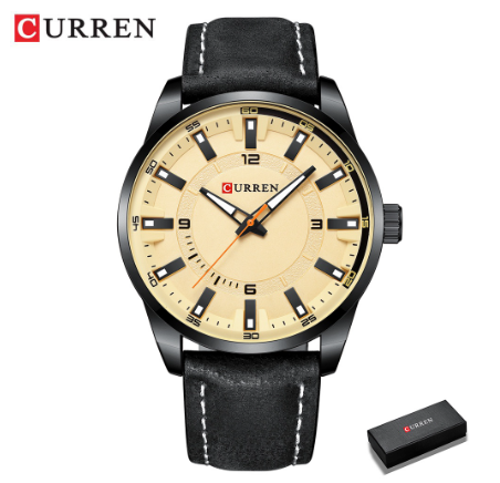 Curren Men's Watch Top Brand Luxury Quartz Sports Casual Creative Waterproof Men's Watches 8390 BLACK  BLACK YELLOW