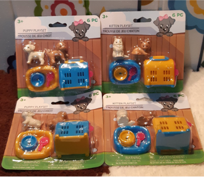 Plastic Toy Pets Dogs and Cats for Kids Girls Boys, 6-pc. Sets from America